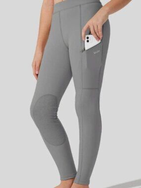 Willit Girls Horse Riding Breeches Youth L Mid Gray Knee Patch Equestrian NWT